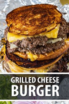 grilled cheese burger with onions on the side