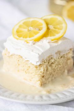 a slice of lemon cake on a plate