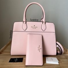 100% Authentic Brand New With Tags Bag Comes In Original Packaging Kc436 Madison Medium Satchel Saffiano Leather Conch Pink And Gold Hardware Comes With A Matching Wallet 11.5”Bottom, 10”Top (L) X 8.5” (H) X 5” (D) Handles Are 5” Drop Long Shoulder Strap Included Elegant Pink Epsom Leather Bag, Kate Spade Bag Pink, House Dr, Kate Spade Purse Pink, High End Handbags, Kate Spade Satchel, Leopard Bag, Pink Wallet, Ideal Life