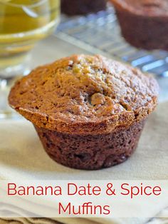 banana date and spice muffins on a cooling rack