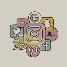 the instagram logo surrounded by social icons