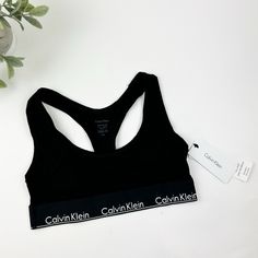 Calvin Klein Modern Cotton Bralette Black Size X-Small Brand New With Tags! Racerback Cotton Bralette, Black Bralette, Calvin Klein Black, Womens Calvin Klein, Women's Intimates, Bralette, Calvin Klein, Brand New, Tags