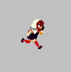 an old school pixel art style character running in the air with her legs spread out