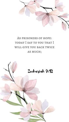 flowers with the words as prisoners of hope today i say to you that i will give you