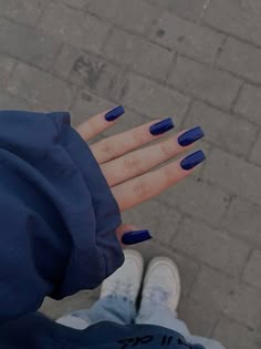 Nike Nails, Square Gel Nails, Dark Blue Nails, Navy Nails, Navy Blue Nails, Tapered Square Nails, Hello Nails, Blue Acrylic Nails, Edgy Nails