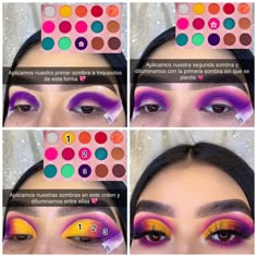 2 Color Eyeshadow Look, Make Up Looks Colorful, Colorful Eyeshadow Looks Step By Step, Fun Makeup Ideas Colorful, Colorful Makeup Looks, Maquillage Yeux Cut Crease, Makeup Morphe