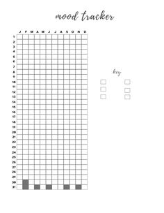 a graph paper with the words mood tracker written in black and white ink on it