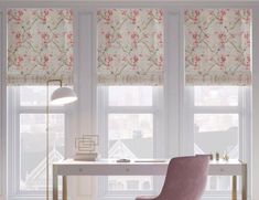 Floral Roman Shades. 24 inches wide by 120 inches high in Nonomi Petal Pink. Enhance the beauty of your windows with our Floral Pattern Roman Shades, crafted from premium drapery fabrics. Our collection features a range of exquisite floral prints and patterned fabrics to complement any interior decor. Please note: The bottom pleat will vary from 3 1/4" to 9 1/8". For a uniform appearance for shades being used in same room, it is best to order the same height if the variance between windows is within 1" - 2".Our floral Roman shades come in a standard plain flat fold style with a white privacy liner for your convenience. However, we also offer three additional fold styles and a blackout liner for added light control, allowing you to customize your shades to your desired l Window Shades Modern, Floral Roman Shades, Modern Window Shades, Blinds Chalet, Patterned Roman Shades, Beautiful Blinds, Motorized Shades, Roman Shade, Drapery Rods