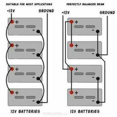 the diagram shows how to wire up an electrical device with two batteries and one battery