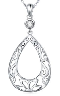 PRICES MAY VARY. ♥ DESIGN ♥ This long pendant features classic teardrop shape with sophisticated filigree accented. It is a new style you won’t be able to refuse and perfect for layering, or letting it be the piece of its own show. ♥ 925 STERLING SILVER ♥ Plated in gleaming 925 sterling silver and free of nickel, lead, and cadmium. ♥ MEASUREMENT ♥ Chain Length: 26"(extension 2"); ;Weight:aprox.4.7g. 🎁UNIQUE GIFTS FOR YOUR LOVED ONES🎁 Every product is beautifully packaged in an adorable gift bo Silver Teardrop Pendant With Elegant Design, Elegant Teardrop Sterling Silver Necklace, Elegant Silver Teardrop Drop Necklace, Silver Teardrop Pendant Necklace With Elegant Design, Sterling Silver Teardrop Jewelry With Elegant Design, Classic Silver Teardrop Pendant Necklace, Classic Teardrop Jewelry With Intricate Design, Classic Silver Teardrop Drop Necklace, Elegant Filigree Teardrop Necklace