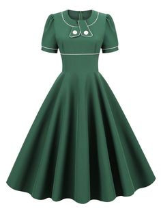 1965 Prom Dresses, 50's Dress Green, Aline Vintage Dress, Vintage 1950s Dresses Parties Luulla, Vintage Green Christmas Dress, Cheap Fitted Dresses In 1950s Style, Vintage Modest Dresses 1950s, Vinrage Dresses, Vintage Wedding Party