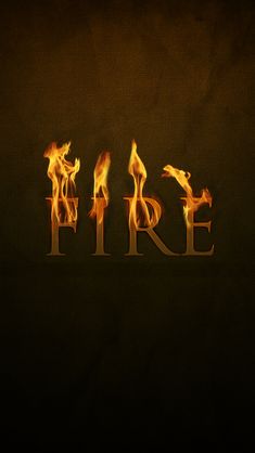 the word fire written in flames on a black background