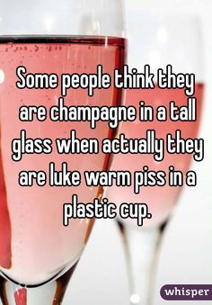 some people think they are champagne in a tall glass when actually they are like warm piss in a plastic cup