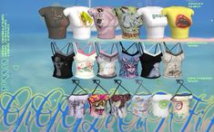 there are many different types of bras hanging from the rack in front of water