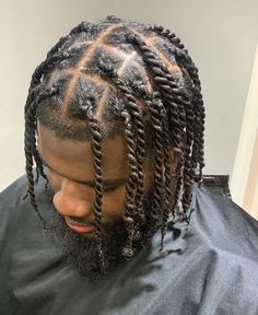 Rope Twist Styles, Rope Twist Men, Rope Twist Braids, Cornrow Styles For Men, Curly Dreads, Men Braids, Two Strand Twists