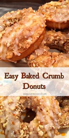 an easy baked crumb donut recipe on a plate