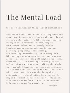 the mental load is one of the hardest things about motherhood