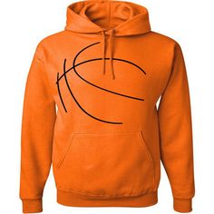 an orange hoodie with a basketball drawn on it