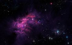 an image of some very pretty stars in the night sky with purple and blue colors