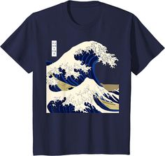 The Great Wave Off Kanagawa Japanese Art T-shirt T-shirt Casual Cheap Shirt With Graphic Print, Cheap Blue Anime Print T-shirt, Cheap Casual Anime Print T-shirt, Affordable Blue Anime Print T-shirt, Cheap Casual Shirt With Graphic Print, Cheap Graphic Print T-shirt For Casual Wear, Cute T Shirts Men, Cheap Anime Print Graphic Tee Tops, Cheap Anime Print T-shirt With Relaxed Fit