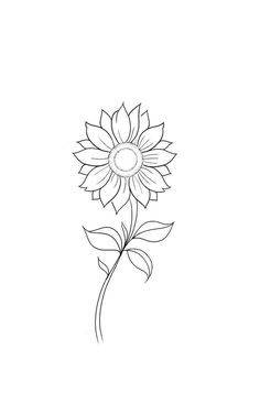 Minimal Sunflower Tattoo Simple, Sunflower Tattoo Stencil Outline, Sunflower Tattoo Design Simple, Small Sunflower Drawing, Sunflower And Tulip Tattoo, Sunflower Stencil Tattoo, Sunflower Line Tattoo, Sunflower Outline Tattoo