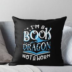 i'm a book dragon not a worm throw pillow