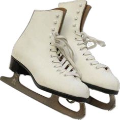 two white ice skates sitting on top of each other