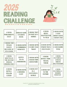 2025 reading challenge free printable // These prompts will encourage you to explore a wide range of genres, authors, and perspectives. // book challenge and reading tracker //#bookjournal #bookaesthetic #readingaesthetic #reading #readingchallenge #bookish #bookstagram // book bingo Family Reading Challenge, 2025 Reading Challenge Bingo, Reading Bingo Adults, New Year Book Challenge, Book Challenges 2025, 2025 Reading Challenge Template, Genre Reading Challenge, Reading Challenge Prompts, January Book Challenge