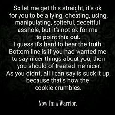 a poem written in white on black with the words'so let me get this straight, it's ok for you to be lying