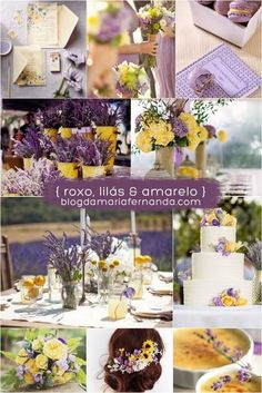 a collage of photos with flowers and cake