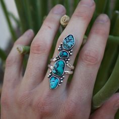 Boho, Hippie, Tribal 5 Rings, Ring Sterling Silver, Boho Hippie, Womens Jewelry Rings, Silver Color, Sterling Silver Rings, Womens Sizes, Women Jewelry, Turquoise