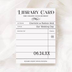 a library card with the words charlotte and hudson red in black ink on white paper