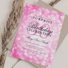 Elegant SURPRISE 30th Birthday Hot Pink Lights Invitation | Zazzle