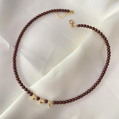 Brown Beaded Necklace, 3 Hearts, Bracelets Beaded, Gold Hearts, Hearts Necklace, Necklace Size, Beaded Necklaces, Necklace Sizes, Heart Of Gold