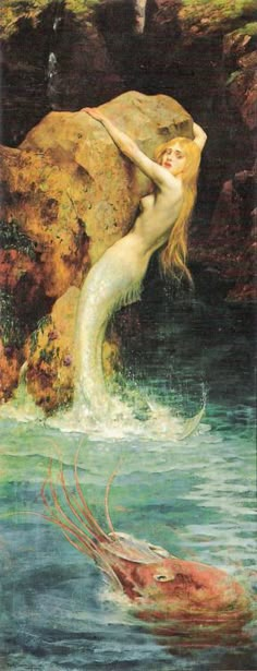 a painting of a mermaid in the water