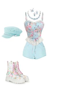 Pastel Performance Outfit, Beach Stage Outfits, Solo Outfits Kpop, Blue Stage Outfit, Cute Stage Outfits, Yoon Bora, Outfit Kpop, Dancer Costume, Bts Inspired Outfits