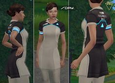 three different views of a woman in sports wear, including the back and side panels