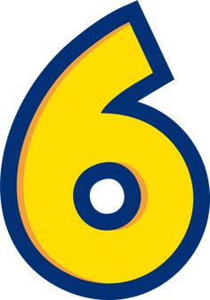 the number six is yellow and blue