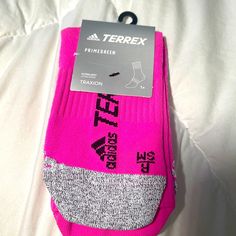 Brand New Adidas Terrex Tech Fit Primegreen Traxion Crew Socks-Pink Size Small $25 Comfortable Breathable Pink Socks, Sporty Pink Sports Socks, Sporty Pink Socks For Sports, Pink Sports Socks, Pink Casual Sports Socks, Pink Comfortable Stretch Socks, Pink Stretch Breathable Socks, Pink Breathable Stretch Socks, Sporty Stretch Pink Socks