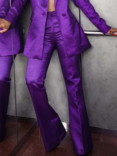 An exclusive offer for you——Affordable prices at Stylewe store, SPU: 11VFA1U2057, Color: Purple, Edition type:Regular Fit, Decoration/Process:Pocket Stitching. Plus Size Leather Pants, Mode Purple, Purple Suits, Purple Fits, Purple Pants, Purple Outfits, Fit Fashion, Top Pants Set, Fitted Trousers