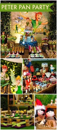 peter pan birthday party with lots of food and decorations