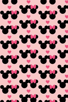 mickey and minnie mouse wallpaper with hearts in the shape of heart - shaped ears