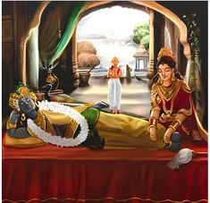 Krishna And Rukmini, Rukmini Krishna, Krishna Avatar, Lord Ganesha Paintings, Lord Vishnu Wallpapers, Hinduism Art, Vedic Art, Goddess Artwork, Ganesha Pictures