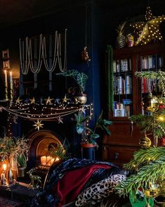 a living room filled with lots of christmas decorations