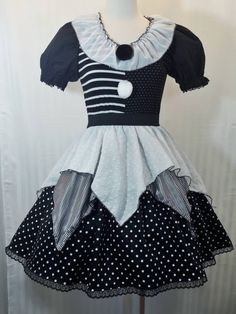 Cute Clown Dress, Goth Clown Outfit, Clown Skirt, Clown Halloween Costume, Bell Costume, Swan Costume, Costume Couple