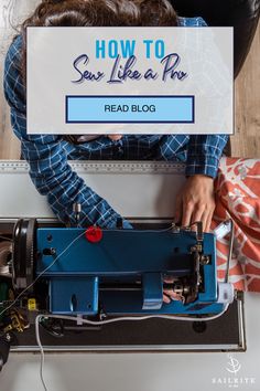 a woman working on an old sewing machine with the words how to sew like a pin