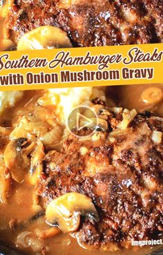 the cover of southern hamburger steaks with onion mushroom gravy