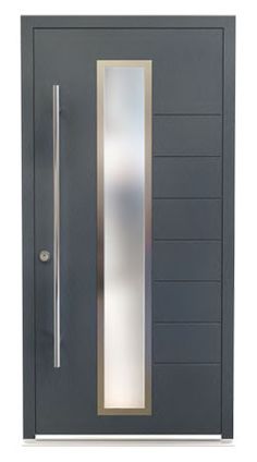 a modern door with glass and metal handle