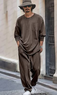 Boho Skater Style, Men’s Boho Style, Old Men Fashion, Earthy Black Men, Wabi Sabi Fashion, Older Mens Fashion, Masc Fashion, Designer Kurti Patterns