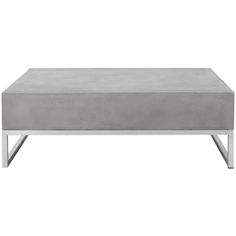 a large gray ottoman sitting on top of a metal frame table with a white background